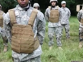 Young Asian soldier explores gay group sex in the wilderness