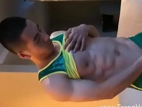 Handsome gym rat, Taiwanese stud, showcases his muscular physique in a tantalizing striptease. Bi and gay viewers will appreciate his manly allure and athletic prowess. Enjoy the workout.