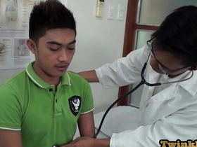 Nymphomaniac Asian guy visits gay doctor for medical check-up. Doctor seduces him, ignores his protests, and dominates him. They engage in passionate anal sex, with the doctor taking charge.