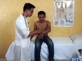 Asian twink doctor gets down and personal with his gay patient, delivering a mind-blowing rimjob before a wild bareback session. Watch the amateur medical encounter unfold in this hot video.