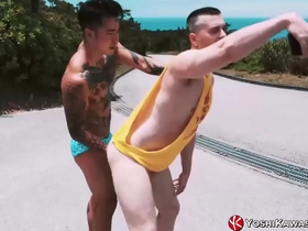 Yoshi Kawasaki and Axel Abysse, two fetish-loving gays, kick off their outdoor adventure with a steamy fist fuck. Watch as Yoshi's tight ass accommodates Axel's massive cock.