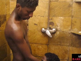 A young African lad, eager for sex, pleases an amateur with a skilled blowjob. Their raw encounter continues in the shower, culminating in a hot, intense breeding session.