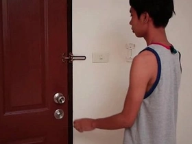 A young Asian guy, aroused by the scent of his own piss, indulges in a steamy handjob, his hand skillfully stroking his twink cock. This gay Asian piss video is a hot treat for lovers of gay porn.
