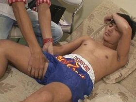 Sultry Asian twink gets his medical check-up, leading to a sizzling blowjob and unprotected romp. This gay porn video offers a tantalizing mix of desire and raw passion, sure to please fans of Asian gay sex.