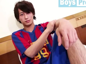 Young soccer star Kazu, in a hotel room, craves a hot gay romp. He's eager, ready to please, and the camera captures every moment of his passionate debut. Japanese solo boy meets intense pleasure in this steamy gay clip.