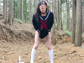 Nostalgia Sailor, a risqué sissy, dons a vintage uniform for a sensual solo session. This Asian crossdresser's outdoor self-pleasure, accentuated by her feminine charm, offers an enticing blend of amateur allure and shemale eroticism.