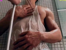 A seductive massage leads to erotic nipple play on a muscular Asian hunk. His big pecs and chiseled abs create an irresistible muscle worship scene, culminating in intense nipple worship and edging.