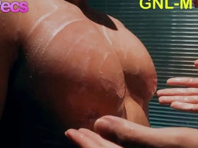 A steamy shower session turns into a hot encounter as a muscular Asian guy showcases his impressive physique, leading to a wild session of nipple worship and intense oral pleasure.