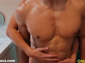 Sultry Asian dude gets his chiseled abs and peaked nipples worshipped while self-pleasuring. His muscular form, under soft lighting, invites muscle and nipple adoration, culminating in a tantalizing edge.