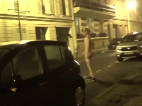 Exhib whore #2 naked in the street