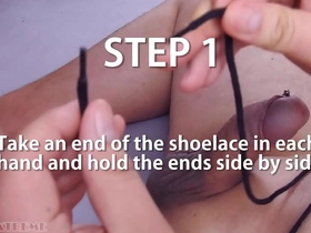 Cock and ball bondage tutorial - easy guide how to tie cock & balls with shoelace & masturbation with satisfyer men and intense orgasm