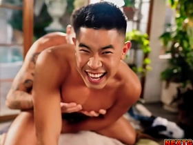 Chris Damned and Luke Truong, two smoking hot hunks, waste no time diving into steamy bareback action. Their muscular bodies glisten as they engage in intense anal sex, rimming, and passionate kissing.
