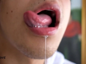 Delicious tongue with pleasure of sucking cock