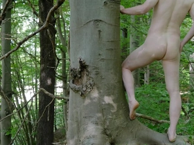 Nude forest masturbation by road