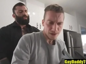 Markus bareback his boy in the kitchen- gaydaddytwink.com