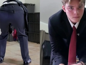 A straight teen boy (18) is spanked in a coat and tie