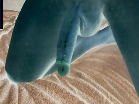 Alien fantasy playing with my big blue cock and orgasm - part 4