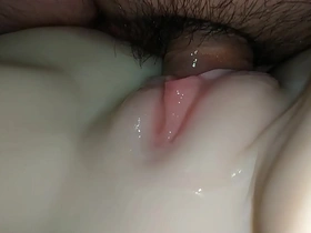 Close-ups, gentle treatment of wet and pink vagina